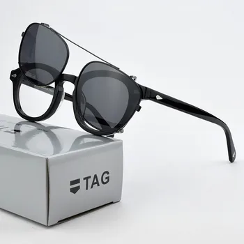 2020 TAG-ul de Brand Cadru rotund Ochelari de Bărbați Rotund Retro ochelari de vedere ochelari de Soare de Acetat de Clip Pe Polarizat Ochelari de Soare, rame de ochelari
