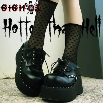 2021 Minunat Stil Gotic Lolita Punk Cosplay Negru Confortabil De Mers Pe Jos Aripile Tocuri Indesata Platforma Pantofi Femei Încălțăminte De Mari Dimensiuni 43