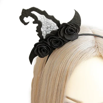 2021 Noi Gotic Vintage Negru Pălărie Vrăjitoare Bandă Bandă Costum Pentru Petrecerea De Halloween
