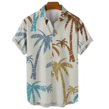 2022 Bărbați Cămașă Hawaiană 3d Simplu de Moda Casual Single-breasted de Vară pe Plajă Scurt Mâneci Lungi-Quick Dry Top