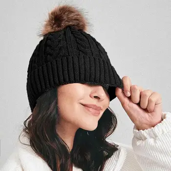 2022 Femei Lână Pălărie Tricotate Toamna Iarna Cald Lână Minge Mare Capac Îngroșat Doamnelor Capace Brimless Respirabil Moda Casual Pălărie 3
