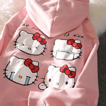 2022 Hello Kitty De Imprimare Cu Mâneci Lungi Cu Glugă Primavara Toamna Desene Animate Sanrio Student Pulover Pulover Coreea Liber Stil De Colegiu De Top 1