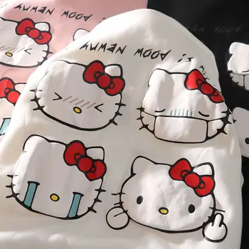 2022 Hello Kitty De Imprimare Cu Mâneci Lungi Cu Glugă Primavara Toamna Desene Animate Sanrio Student Pulover Pulover Coreea Liber Stil De Colegiu De Top 5