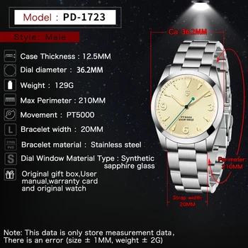 2022 Noi 36MM PAGANI Design Bărbați Retro Ceas Mecanic PT5000 de Lux din Oțel Inoxidabil AR Safir rezistent la apa 200m reloj hombre 4