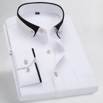 2022 Noi Bărbați Cravată Albă Catarama Dubla Guler Slim Fit Shirt Nr de Călcat Întinde Mozaic Maieu Europa Om Top