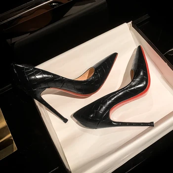 2022 Noi Crocodile Print Pompe de Femei Roșu Strălucitor Jos Pantofi cu Toc Confortabil Sexy Pantofi de Nunta de Moda Office Shoes 8cm