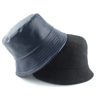 2022 Noi Fleece Interior Toamna Iarna Găleată Pălărie din Piele Galeata cu Capac pentru Bărbați și Femei de Moda Panama PU Pălărie de Pescar