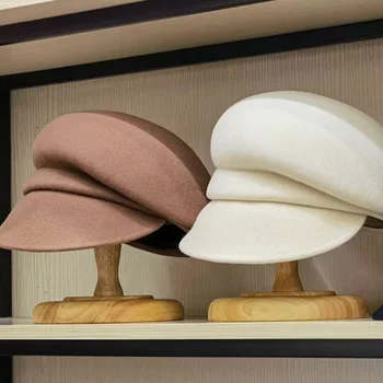 2022 Nou Stil De Femei Vânzător De Ziare Pălării De Moda Doamnelor Lână Pălărie De Iarnă În Pantă Cozoroc Parasolar Capac Taximetrist Bereta Fete Paperboy Capac Ivy Pălărie