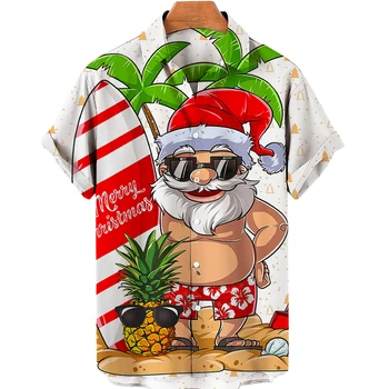 2022 Tricouri Barbati Harajuku Topuri Scurte de Crăciun Graphic Print Tee Vara Rever Moda Cămăși Hawaiiene Vacanță Supradimensionate, Haine