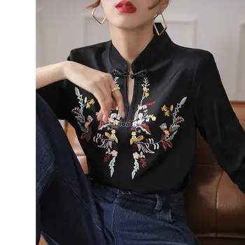 2023 noi femeile tradițională chineză top vintage bluza stil oriental ol tricou femei gratioase bluza tangsuit broderie tricou pd