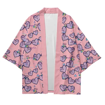2023 Roz Albastru Rosu Violet Kimono Japonez Kimetsu Nu Yaiba Halat Cardigan Barbati Tricouri Yukata Haori Plajă de Moda de Îmbrăcăminte pentru Femei