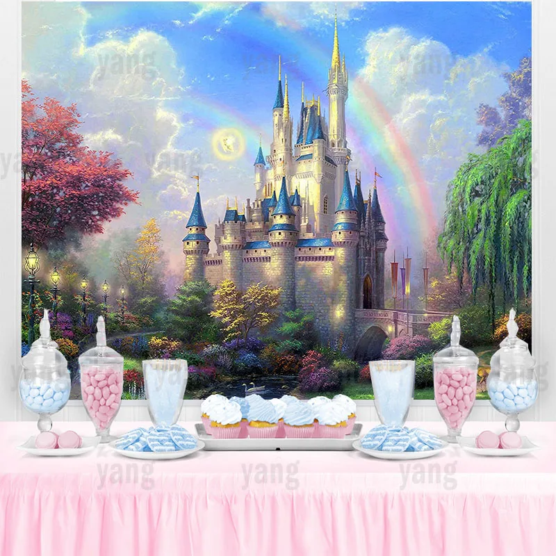 Disney Princess Cenusareasa Dans în aer liber Gardon vinil Albastru Rochie de fundal ziua de nastere Printesa consumabile partid