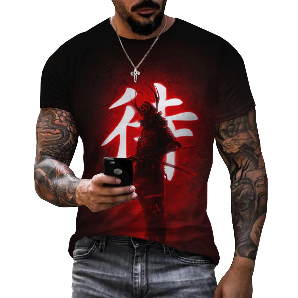 2022 Vara de sex Masculin Japonia Războinic 3D Printed T Camasa Barbati Frumos Samurai Print T-shirt cu Maneci Scurte Digital 3D Imprimate T-Shirt