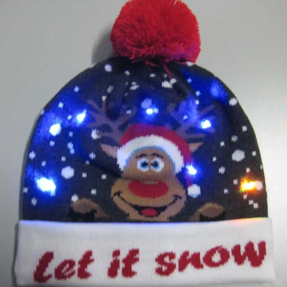Lumina LED-uri Tricotate Pălărie de Crăciun Colorate Lumini Orbitoare Tricotate Pălărie om de Zapada Model Pălărie cu LED-uri de Lumină de Crăciun Pălărie 4