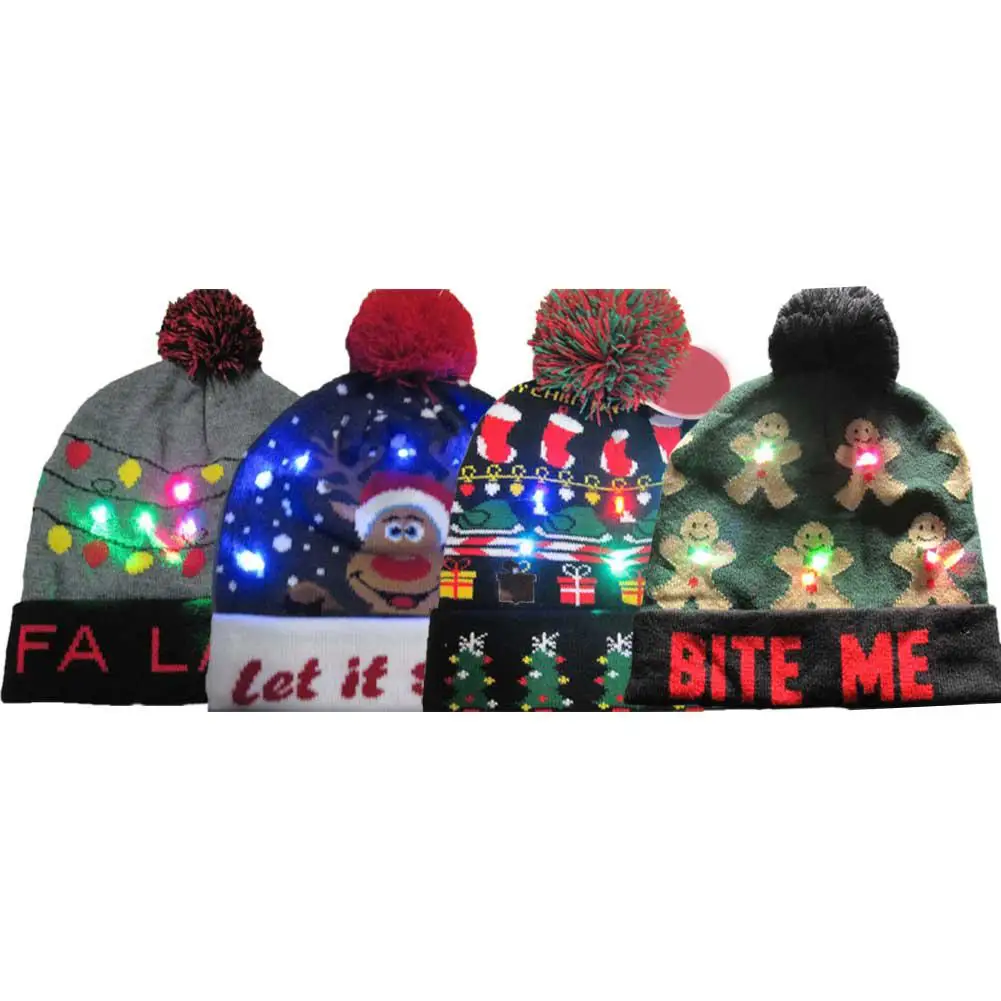 Lumina LED-uri Tricotate Pălărie de Crăciun Colorate Lumini Orbitoare Tricotate Pălărie om de Zapada Model Pălărie cu LED-uri de Lumină de Crăciun Pălărie 5