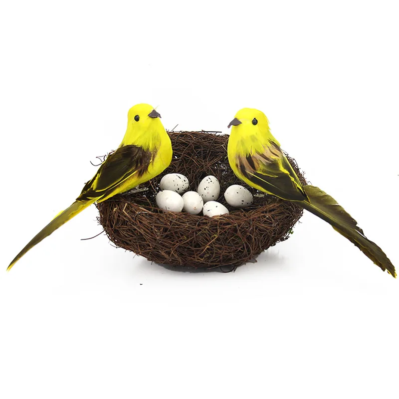 1 Set Realist de Păsări cu Pene cu Cuib și Păsări Ou, Artificiale Ambarcațiunile de Păsări pentru Petreceri în Grădină masina de Decor Acasă Ornamente 3