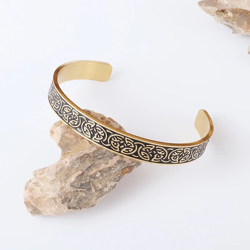 Vintage Viking Rune Celtic Knot Cuff Brățară Brățară pentru Bărbați din Oțel Inoxidabil Petrecere Bijuterii Amuleta