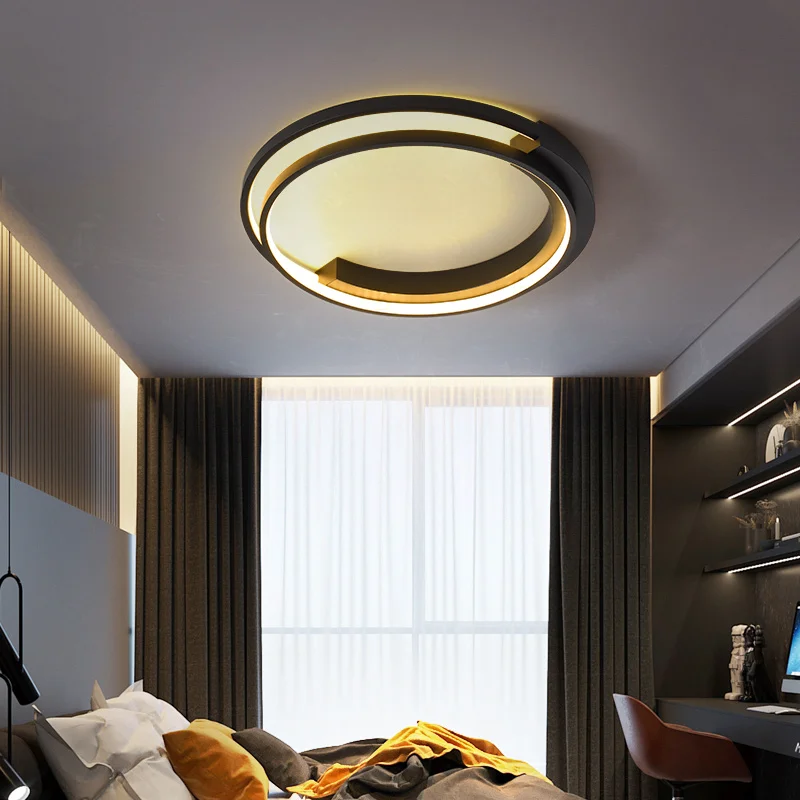 Moderne Led Lumini Plafon Creative Cerc Pătrat Negru Simplu Lampă pentru Camera de zi dormitor Dormitor Studiu Acasă de Iluminat Interior