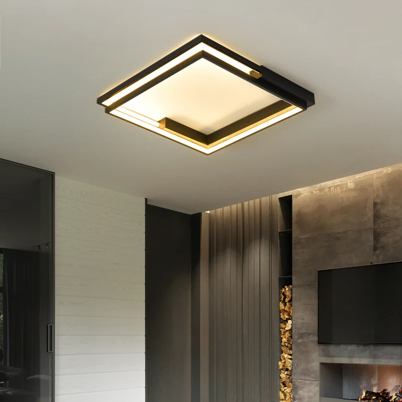 Moderne Led Lumini Plafon Creative Cerc Pătrat Negru Simplu Lampă pentru Camera de zi dormitor Dormitor Studiu Acasă de Iluminat Interior 5