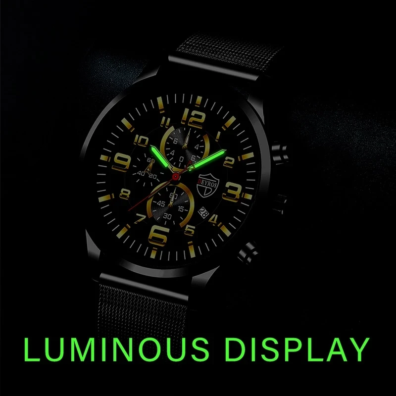 Moda Barbati Ceasuri de Lux din Oțel Inoxidabil Plasă Curea Cuarț Încheietura mîinii Ceas Luminos Ceas cu Oamenii de Afaceri din Piele Ceas reloj hombre 2