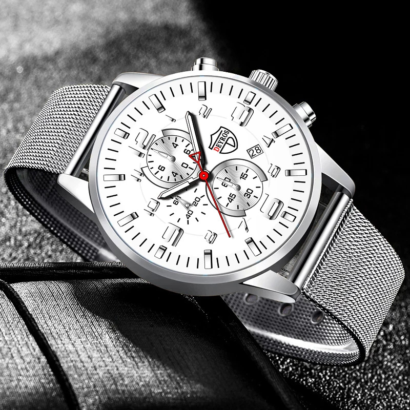 Moda Barbati Ceasuri de Lux din Oțel Inoxidabil Plasă Curea Cuarț Încheietura mîinii Ceas Luminos Ceas cu Oamenii de Afaceri din Piele Ceas reloj hombre 4