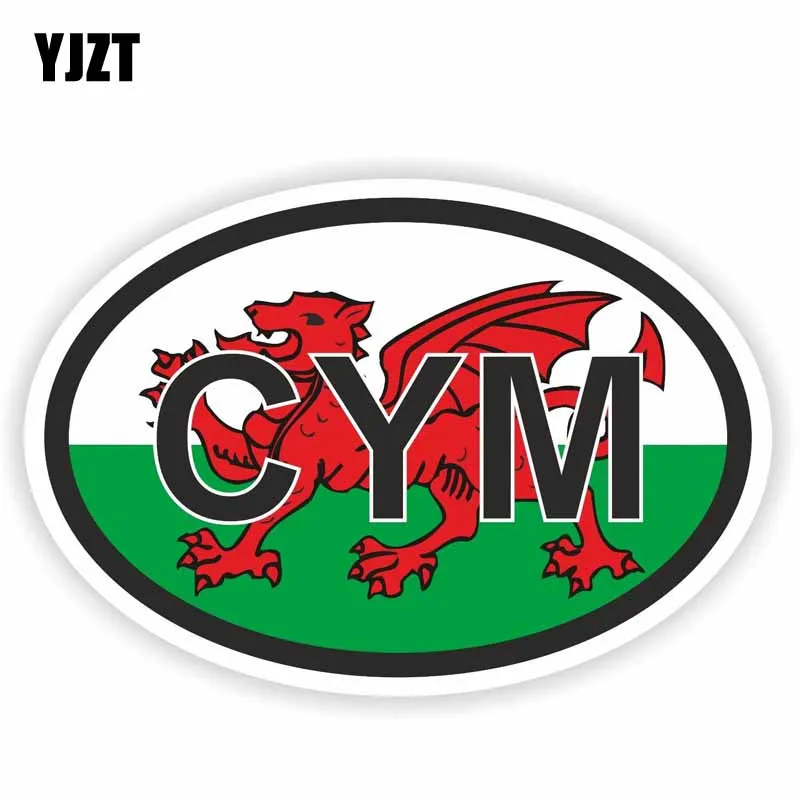 YJZT 10.1 CM*6.7 CM Creative Codul de Țară Wales CYM Oval Decal Reflectorizante Autocolant Auto 6-0238