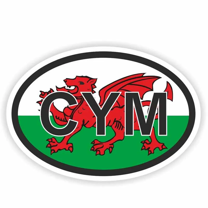 YJZT 10.1 CM*6.7 CM Creative Codul de Țară Wales CYM Oval Decal Reflectorizante Autocolant Auto 6-0238 1