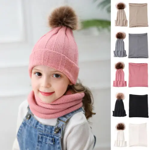 Copii Baby Boy Fata de Iarna Tricotate Pălărie Eșarfă 2 buc Seturi pentru Copii Copilul Cald Beanie Capac de Croșetat Eșarfă de Bumbac Tinutele 0-3Y 5