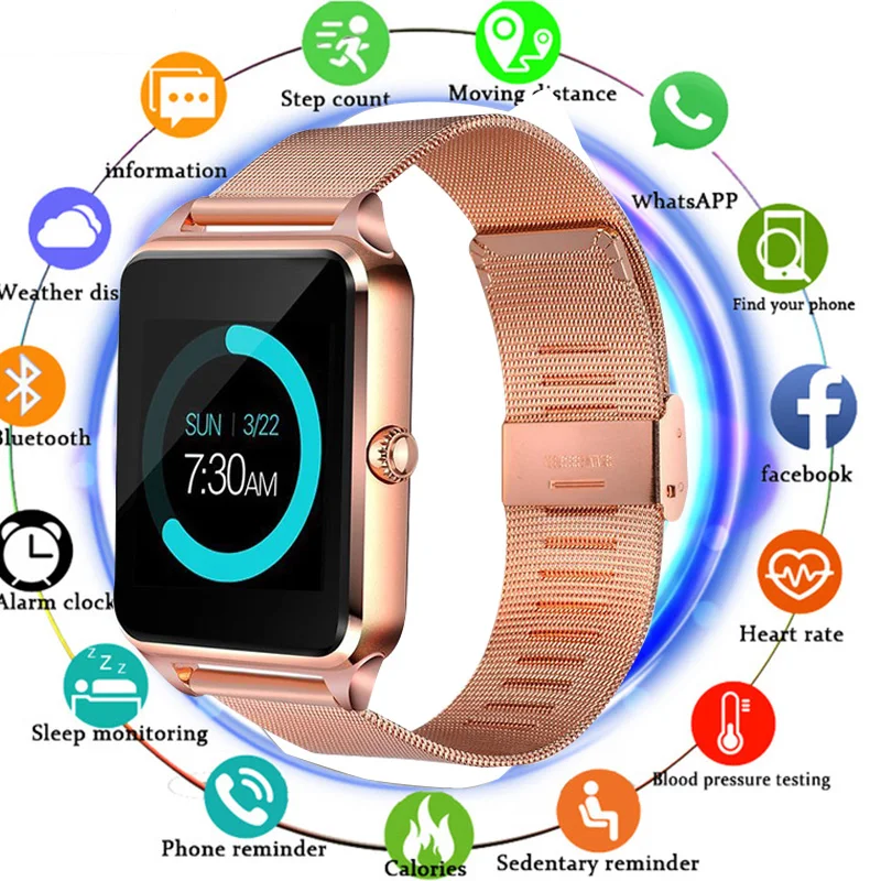 Z60 Ceas Inteligent Bărbați Femei Bluetooth Încheietura mâinii Suport Smartwatch SIM/TF Card-Ceas de mână pentru Apple, Android Telefon Femei Ceasuri 2020