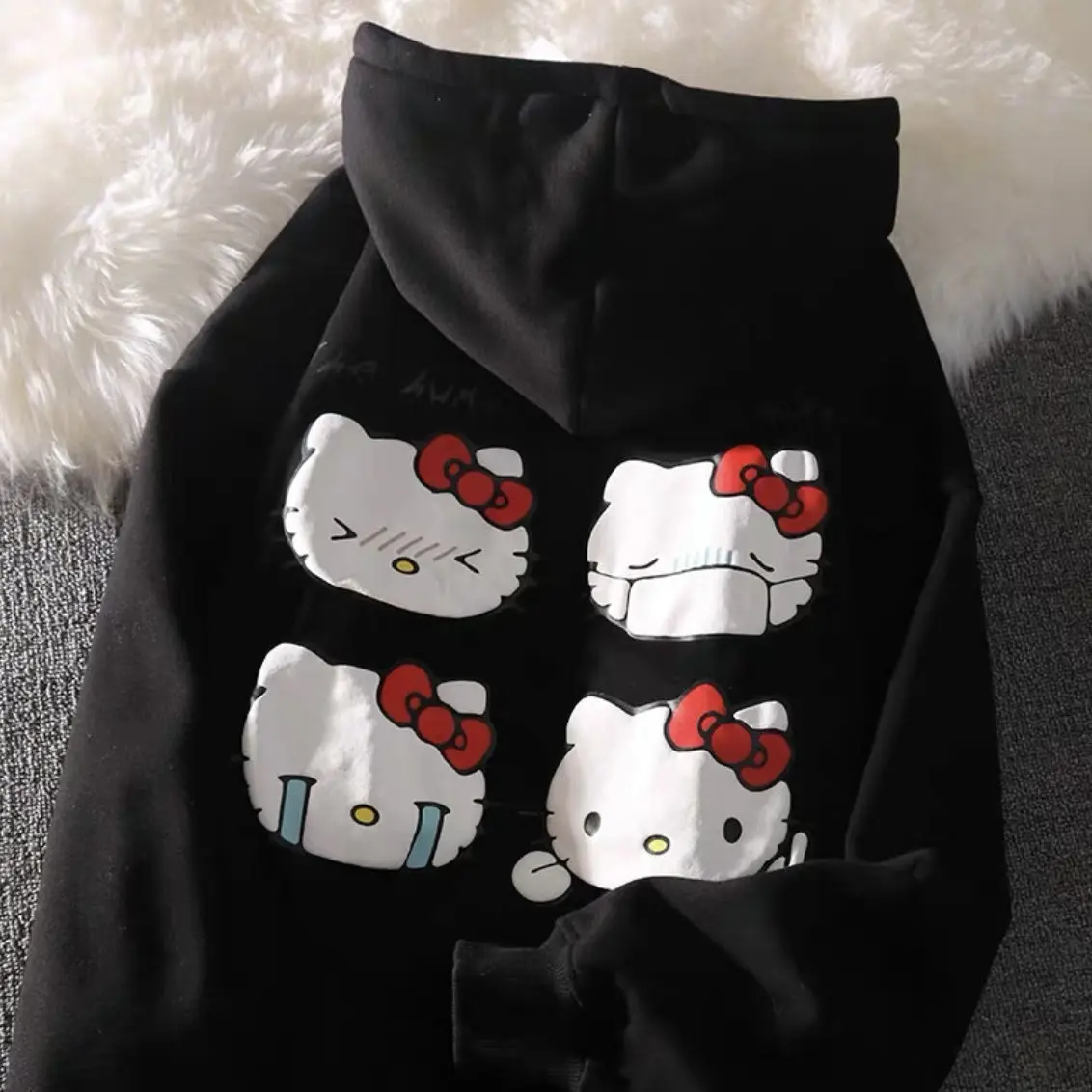 2022 Hello Kitty De Imprimare Cu Mâneci Lungi Cu Glugă Primavara Toamna Desene Animate Sanrio Student Pulover Pulover Coreea Liber Stil De Colegiu De Top 4