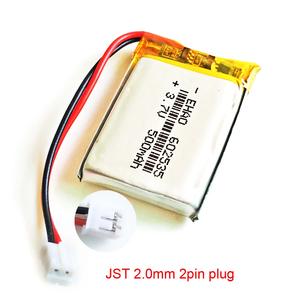 3.7 V 500mAh LiPo Baterie Reîncărcabilă cu JST 2.0 mm 2pin conector Litiu-Polimer 602535 Pentru Mp3 GPS bluetooth ceas Camera