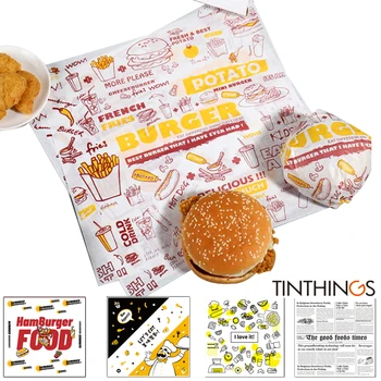 25Pcs Hârtie de Ceară de Calitate Alimentară Grăsimi de Hârtie Ambalaje Alimentare Pâine de tip Sandwich Burger cu cartofi Prajiti Instrumente de Copt hârtie translucidă Fast-Food Personalizate
