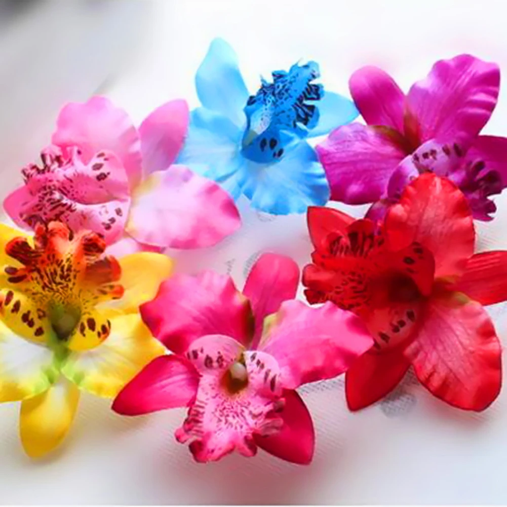 2PC Femei de Moda Chic Flori, Agrafe de Par Cadou de Plaja cu Nisip Colorat 10 Culori Handmade Fluture Orhidee Vacanta Accesorii de Par 3