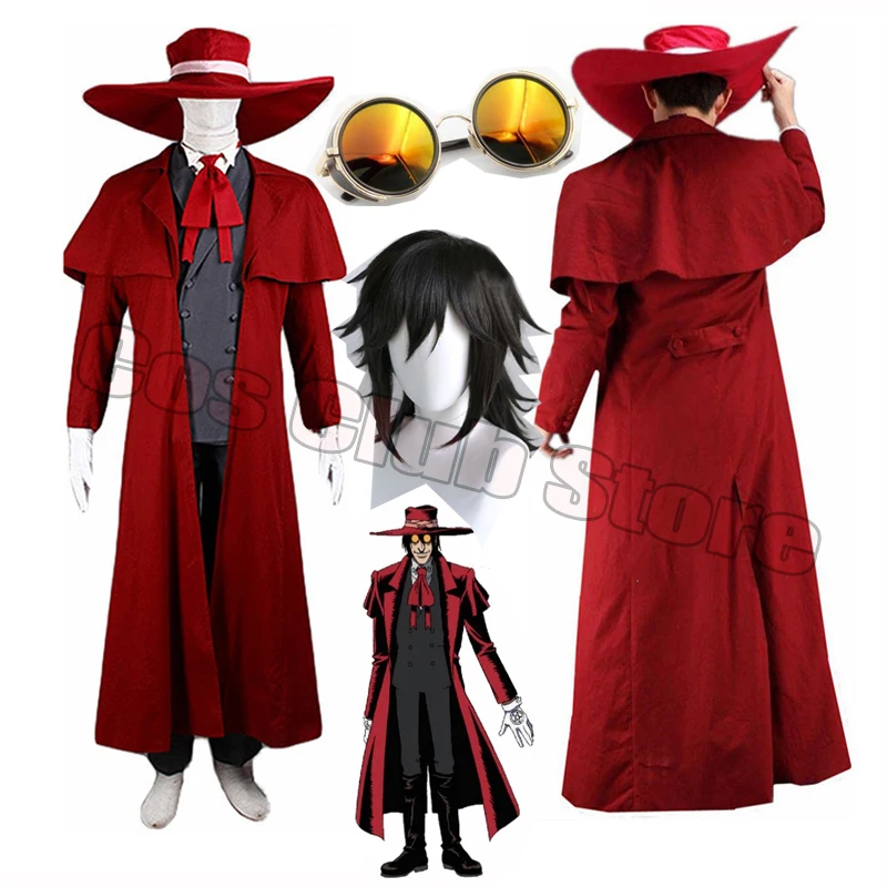 Anime Stil Nou Vânător De Vampiri Cosplay Hellsing Alucard Costume Cool Costume De Om Conținut Haină Lungă Mai Bune Tinutele Ochelari, Peruci Capac