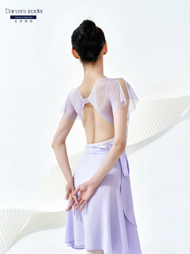 Balet Tricou Pentru Femei de Exercițiu Haine V-neck Mici Furtune de Zbor Plasă de Gimnastica Tricou Adult Balerina Costume de Scenă 1