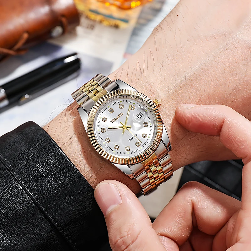 Noua Moda de Brand de Lux Ceasuri Barbati 2021 Aur Plin de Oțel Cuarț Încheietura mîinii Ceas Pentru Bărbați Întâlnire de Afaceri Ceas Relogio Masculino 0