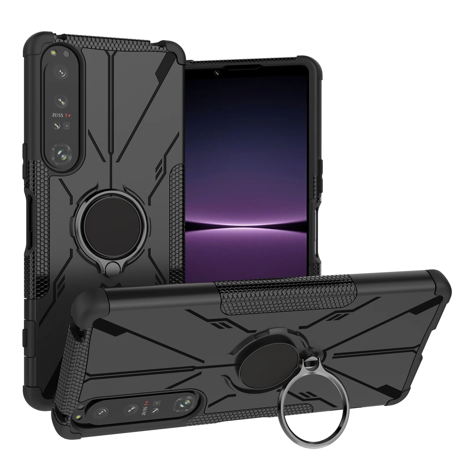 Armura grele rezistent la Șocuri TPU Moale cu Greu PC-ul Kickstand Inel Titular Caz pentru Sony Xperia 1 IV 2022 1