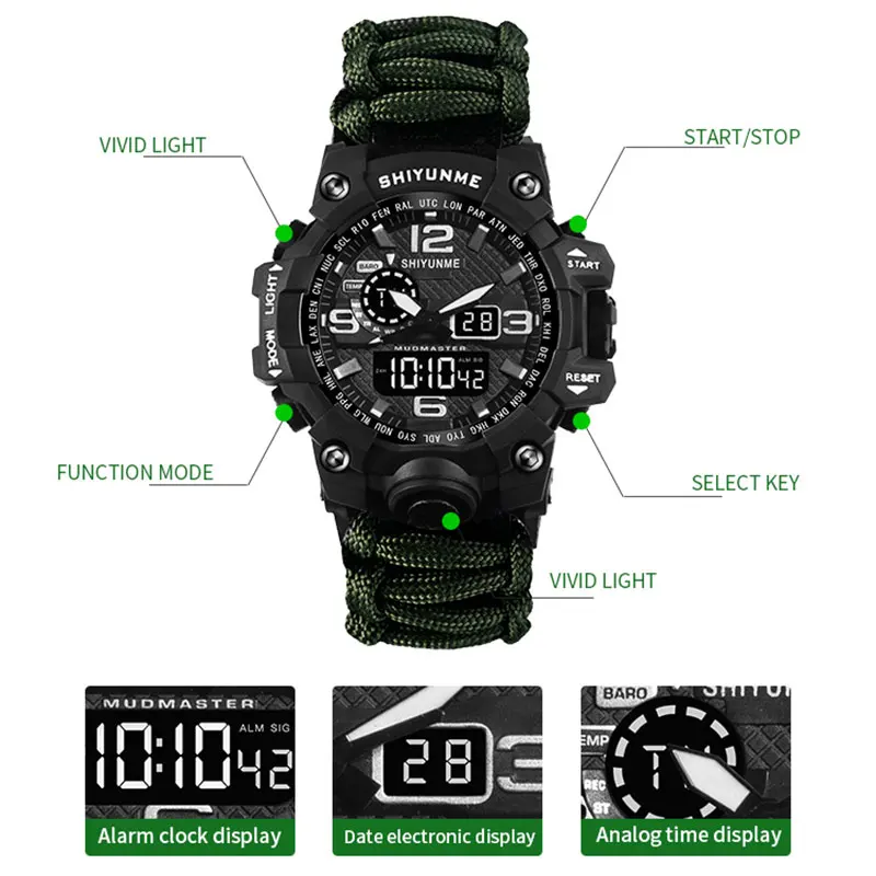 SHIYUNME Brand Barbati Ceasuri Sport de Moda busola cu LED-uri Impermeabil Ceas Digital Om Militare Încheietura Ceas Relogio Masculino Ceas 3