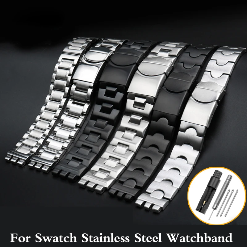 Trupa ceas Pentru Swatch YCS YAS YGS IRONIE Curea Argint Solid din Otel Inoxidabil Curea Barbati /Femei Brățară de Metal 17mm 19mm 0