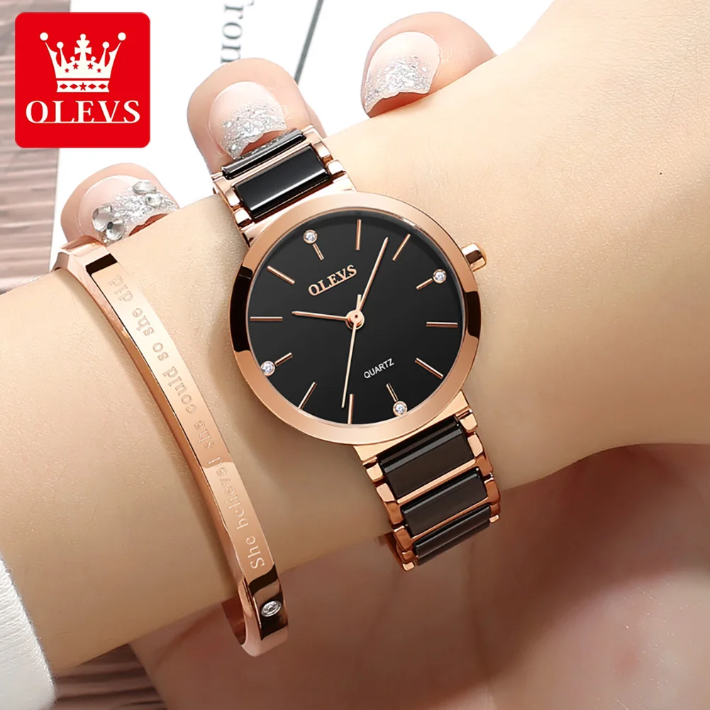 OLEVS Doamnelor Ceas de Lux Brand de Top Doamnelor Cuarț Ceas de Mână Moda Impermeabil Doamnelor din Oțel Inoxidabil Ceas 1