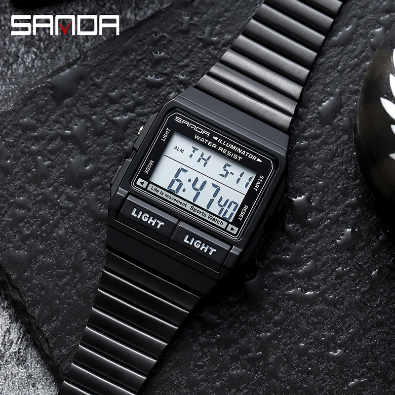 Moda Sanda Brand de Top de Argint pentru Bărbați Ceasuri de Lux Cuarț Ceas pentru Bărbați din Oțel rezistent la apa a Crescut de Aur de sex Masculin Ceas Relogio Masculino 2