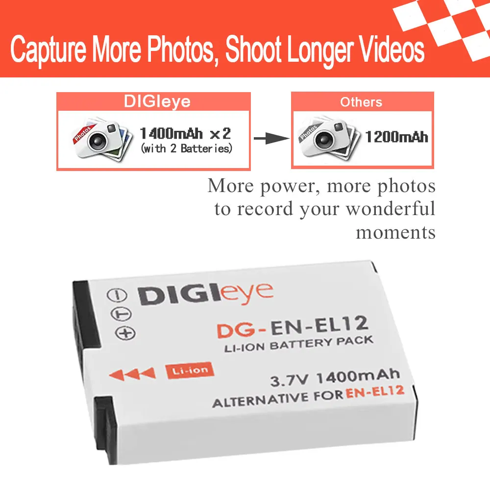 EN-EL12 ENEL12 Baterie + Încărcător kit pentru Nikon Coolpix A1000 B600 W300 A900 AW100 AW110 S6300 S8100 S8200 S9300 S9400 P310 1