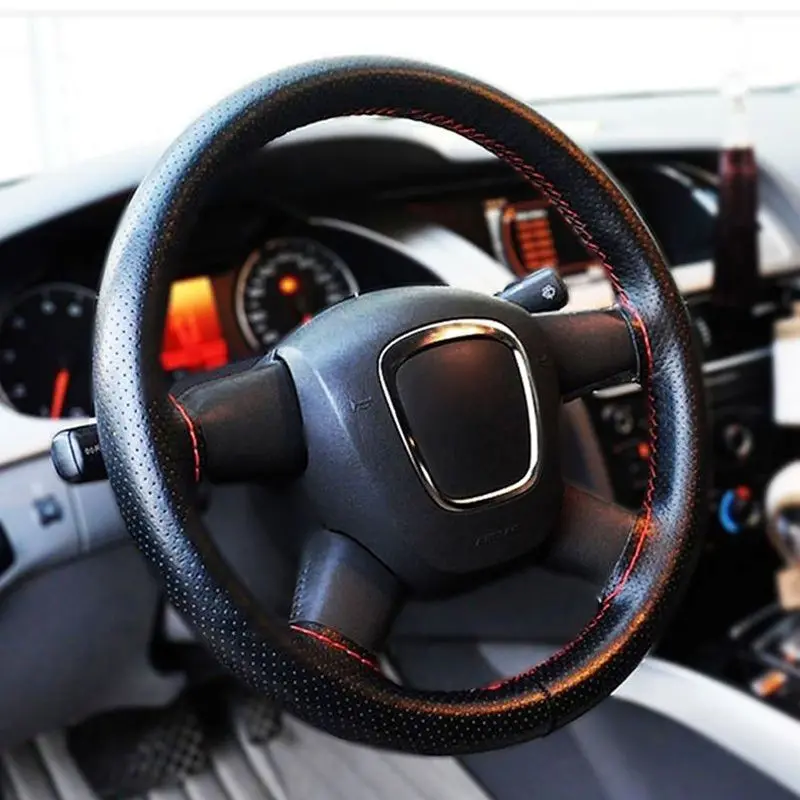 Auto Volan Huse Piele Artificiala Textura Cu Ace Și Ață De Styling Auto Acoperă Suite Interior Accesorii 1