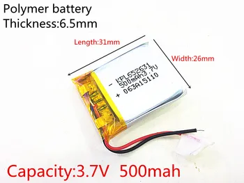 3.7 V 500mAh 652631 Litiu-Polimer LiPo, li-ion Baterie Reîncărcabilă Pentru Mp3 MP4 MP5 GPS PSP bluetooth electronice parte