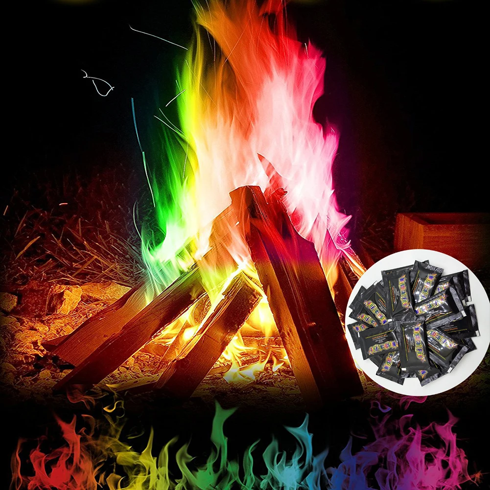 Foc Magie Colorat Flăcări Pulbere De Foc Plicuri Pirotehnice Truc De Magie În Aer Liber Camping Drumetii Instrumente De Supraviețuire 1