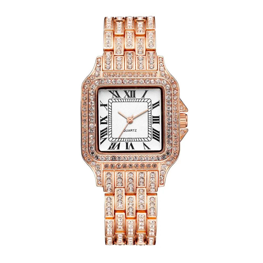 Diamant Aur a Crescut Femei Stras Cuarț Ceasuri de Design de Moda Femei Fata de femei de Lux din Oțel Inoxidabil Ceasuri de mana Relojes 5