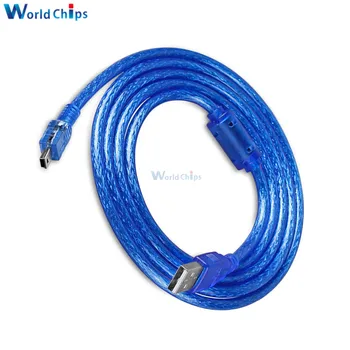 30CM, 50CM 100CM Mini USB 5pin T-cap de 2.0 Cablu de Date Albastru Transparent Mini USB Tip B, Interfață de sex Masculin pentru a 5P Rapid Încărcător Cablu 0