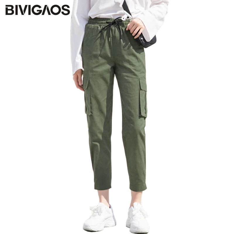 BIVIGAOS Noi Femeile Harajuku Elegant Pantaloni Cargo-coreean Salopete Tendință de Moda Casual Slim Pantaloni Harem BANDĂ MAGIC al Nouălea Pantaloni 0