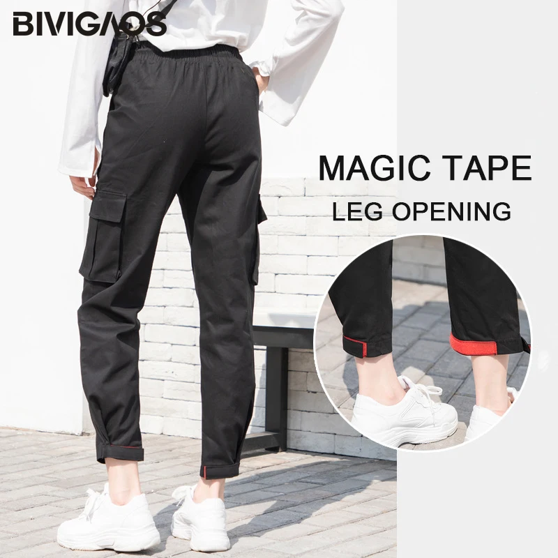 BIVIGAOS Noi Femeile Harajuku Elegant Pantaloni Cargo-coreean Salopete Tendință de Moda Casual Slim Pantaloni Harem BANDĂ MAGIC al Nouălea Pantaloni 3