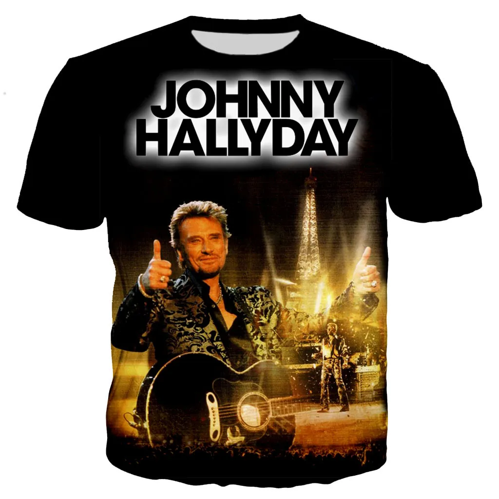 2021 New Sosire Stilul Hip-Hop Johnny Hallyday 3D de Imprimare T-shirt Barbati Femei de Moda de Vara Casual Tricou Supradimensionat Tee Topuri
